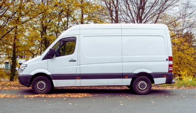 a parked sprinter delivery truck in new york