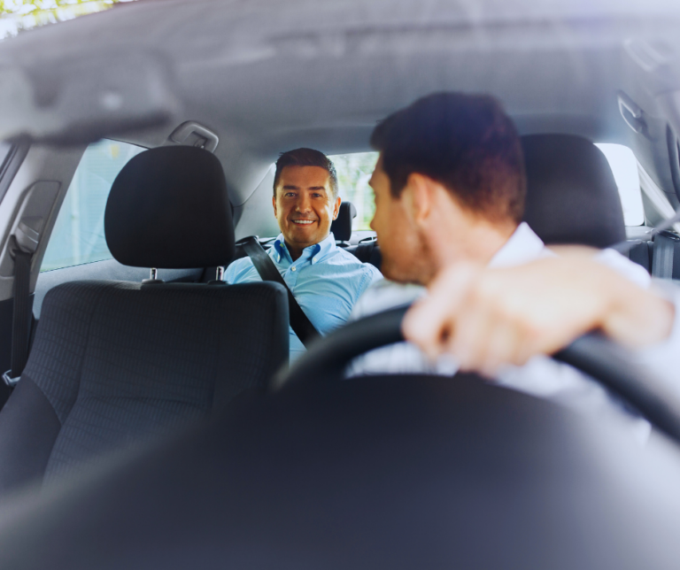 a passenger riding in a car in New York